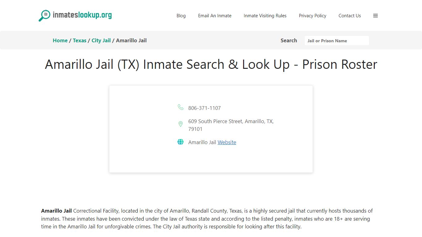 Amarillo Jail (TX) Inmate Search & Look Up - Prison Roster